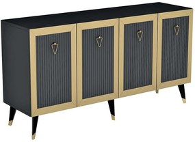 Μπουφές Bare 475OLV1735 150x40x80cm Anthracite-Gold Μοριοσανίδα, Μελαμίνη