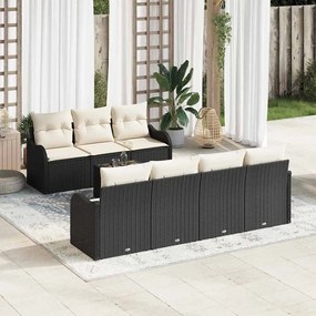 vidaXL Σετ Καναπέ Κήπου 8 pcs Μαύρο 55 x 55 x 37 εκ Πολυ ράταν