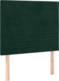 vidaXL Κρεβάτι Boxspring με Στρώμα Σκούρο Πράσινο 100x200εκ. Βελούδινο