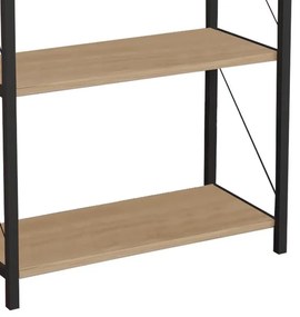 Βιβλιοθήκη Jackrey oak μελαμίνης-μαύρο μέταλλο 60x30x114εκ 60x30x114 εκ.