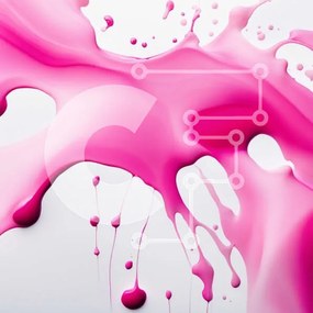 Intra Συλλεκτικό Ξύλινο Παζλ Plywood 4mm - Ζωντανό ροζ υγρό πιτσίλισμα σε καθαρό λευκό φόντο Σε Ξύλινο Κουτί - Διαστάσεις Puzzle: 10x10 cm – 25 κομμάτια