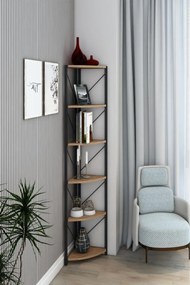 Stewehome Μεταλλική γωνιακή βιβλιοθήκη με 6 ράφια 46x30x177 cm