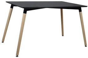 ΤΡΑΠΕΖΙ HM8697.02 MINIMAL, μαύρο MDF, ξύλινα πόδια οξιά, 160Χ90X74Υεκ.