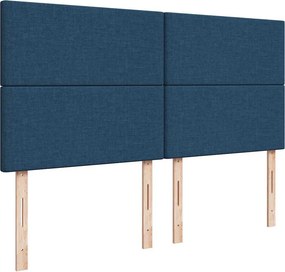 vidaXL Κρεβάτι Boxspring με Στρώμα Μπλε 200x200 εκ. Υφασμάτινο