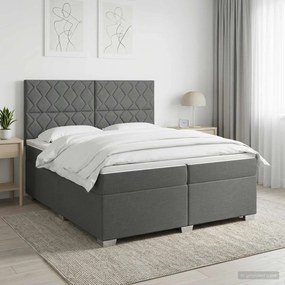 vidaXL Κρεβάτι box spring με στρώμα Σκούρο Γκρι 200 x 200 cm Ύφασμα