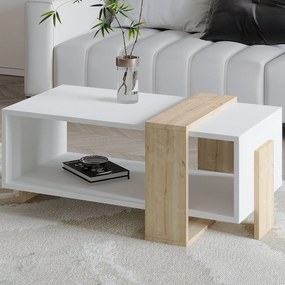 Τραπεζάκι Σαλονιού Λευκό / Sapphire Δρυς FRUAR 90x49x40