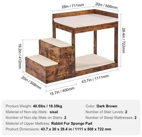 VEVOR Pet Bunk Bed with Stairs Dog/Cat Window Perch Sleeper Couch Medium Size