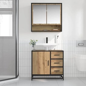 vidaXL Σετ Επίπλων Μπάνιου με πόρτα 2 pcs artisan δρυς 65 x 33 x 60 εκ
