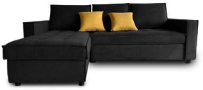 Γωνιακός καναπές-κρεβάτι Lorenzo με αποθηκευτικό χώρο, Ανθρακί 235x90x165cm Αριστερή γωνία - VAS4589