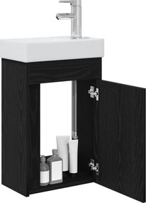 vidaXL Μονάδα μπάνιου με βρύση Μαύρη Δρυς 40,5 x 22,5 x 62 εκ.