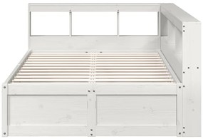 vidaXL Κρεβάτι Βιβλιοθήκη Χωρίς Στρώμα Λευκό 135x190 εκ Μασίφ Πεύκο