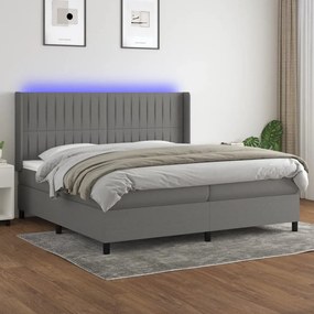 ΚΡΕΒΑΤΙ BOXSPRING ΜΕ ΣΤΡΩΜΑ &amp; LED ΣΚ.ΓΚΡΙ 200X200ΕΚ. ΥΦΑΣΜΑΤΙΝΟ 3138502