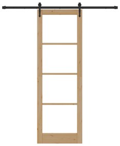 vidaXL Συρόμενη Πόρτα  με Σετ Εξαρτημάτων 78x232 cm Μασίφ Ξύλο Πεύκου
