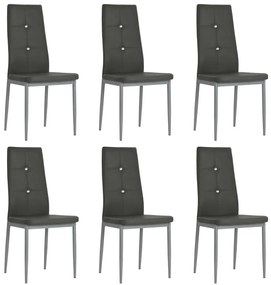 Καρέκλες Τραπεζαρίας 6 τεμ. Γκρι από Συνθετικό Δέρμα - Γκρι
