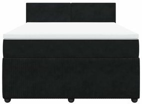 vidaXL Κρεβάτι Boxspring με Στρώμα Μαύρο 160x200 εκ. Βελούδινο