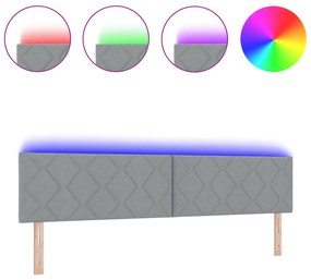 vidaXL LED Κεφαλάρι με Διαμαντένιο Σχέδιο σε Ανοιχτό Γκρι, 200 εκ Ύφασμα