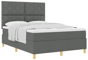 vidaXL Box Spring Bed με Στρώμα Σκούρο Γκρι 160x200 εκ. Ύφασμα