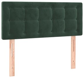 Κρεβάτι Boxspring με Στρώμα &amp; LED Σκ. Πράσινο 90x190 εκ Βελούδο - Πράσινο