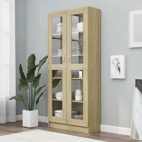 vidaXL Βιτρίνα Χρώμα Sonoma Δρυς 82,5 x 30,5 x 185,5 εκ. Επεξ. Ξύλο