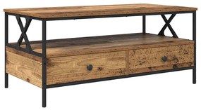 vidaXL Τραπεζάκι σαλονιού with Drawer Παλαιό ξύλο 100 x 51 x 45 cm