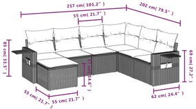 vidaXL Σετ Σαλονιού Κήπου 7 τεμ. Γκρι Συνθετικό Ρατάν με Μαξιλάρια