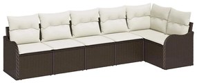 vidaXL Σετ Καναπέ Κήπου με μαξιλάρι 6 pcs Καφέ Πολυ ράταν