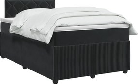 vidaXL Κρεβάτι box spring με στρώμα Μαύρο 120 x 190 cm Βελούδο