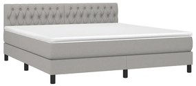 vidaXL Κρεβάτι Boxspring με Στρώμα &amp; LED Αν.Γκρι 180x200 εκ Υφασμάτινο