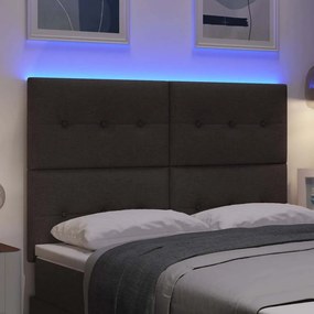 vidaXL LED κεφαλάρι Σκούρο Καφέ ύφασμα