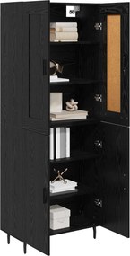 vidaXL Highboard 2 pcs Μαύρη Οξυά Επεξεργασμένο ξύλο