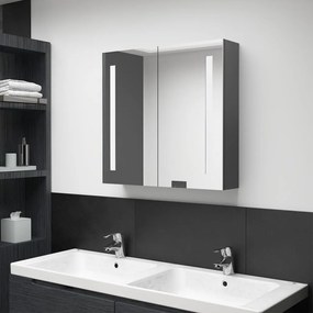 vidaXL Καθρέφτης Μπάνιου με Ντουλάπι &amp; Φωτισμό LED Γκρι 62x14x60 εκ.
