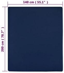 vidaXL Σεντόνια με Λάστιχο 2 τεμ. Μπλε 140x200 εκ. Βαμβακερό Ζέρσεϊ