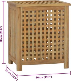vidaXL Καλάθι Άπλυτων 50x35x60 εκ. από Μασίφ Ξύλο Teak