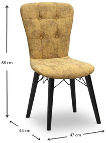 Καρέκλα τραπεζαρίας Palmira Megapap υφασμάτινη χρώμα μουσταρδί - μαύρο πόδι 47x44x88εκ. - Ύφασμα - GP044-0002,7