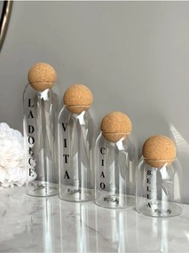 Stewehome Σετ 4 τεμαχίων γυάλινων βάζων με φελλό καπάκι Λευκό