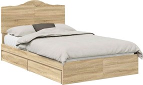 vidaXL Κρεβάτι Αποθήκης Δρύς Sonoma 135 x 190 cm Επεξεργασμένο ξύλο
