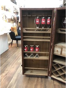 EXTREME INTERIOR DESIGN WOOD WINE RACK SUITCASE LEATHER 99334