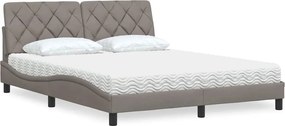vidaXL Κρεβάτι με Στρώμα Taupe 160x200 εκ. Υφασμάτινο