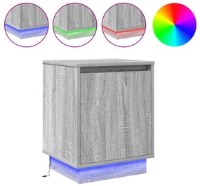 vidaXL Κομοδίνο με LED Φώτα Γκρι Σοναμά 39x34,5x50 εκ.