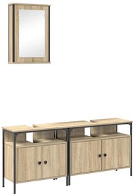 vidaXL Σετ Επίπλων Μπάνιου με ράφι με πόρτα 3 pcs Καφέ 80 x 30 x 60 cm