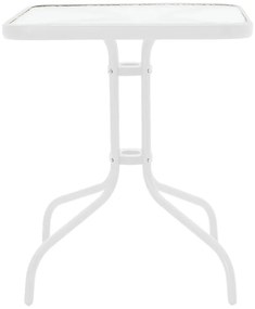 Τραπέζι Watson μέταλλο λευκό- γυαλί 70x70x70εκ