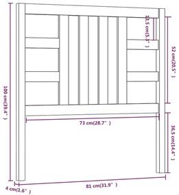 vidaXL Κεφαλάρι Κρεβατιού Λευκό 81 x 4 x 100 εκ. από Μασίφ Ξύλο Πεύκου