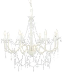 vidaXL Πολυέλαιος με Χάντρες Λευκός με 8 Ντουί Ε14