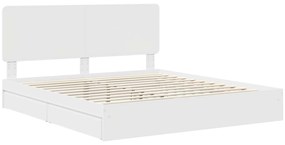 vidaXL Κρεβάτι Αποθήκης Λευκό 200 x 200 cm Επεξεργασμένο ξύλο