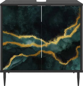 vidaXL Ντουλάπι Μπάνιου WIJHE Μαύρη Δρυς 60 x 40 x 61 εκ