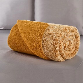 Κουβέρτα Fleece Υπέρδιπλη Με Γουνάκι (220x240) Whitegg KB156 Ώχρα