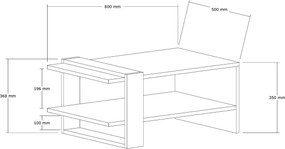 Τραπεζάκι Σαλονιού Ανθρακί / Λευκό FUNDA 80x55x35