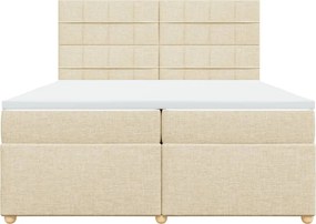 vidaXL Κρεβάτι Boxspring με Στρώμα Κρεμ 200x200 εκ. Υφασμάτινο