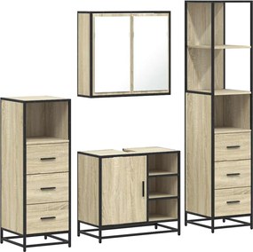 vidaXL Σετ Επίπλων Μπάνιου 4 Τεμαχίων Sonoma Δρυς Επεξεργασμένο Ξύλο