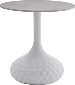 Βοηθητικό τραπέζι Fabron Inart λευκό sintered stone Φ50x52εκ